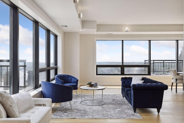 living area with wood finished floors