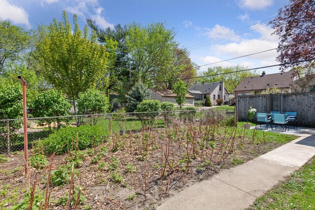 view of yard with fence and a patio area