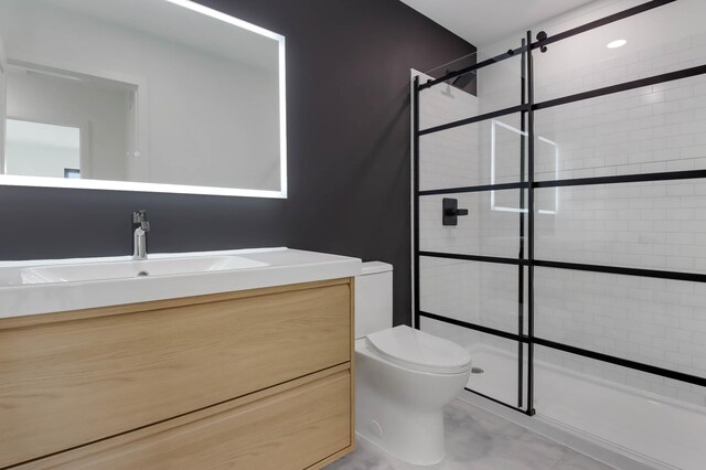 1796 Cobblestone Ct, Hastings, MN 55033 - bathroom featuring a shower stall, toilet, and vanity