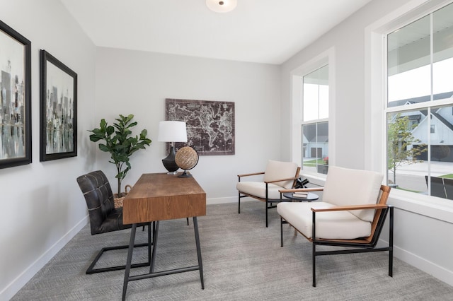 office area with baseboards and carpet flooring