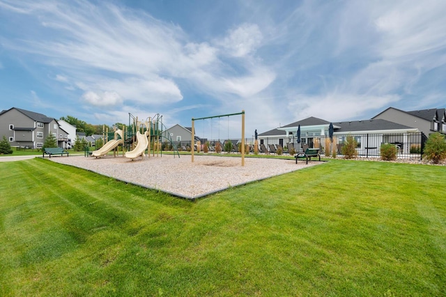 community playground with a residential view