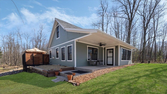 65770 Big Pine Rd, Finlayson, MN 55735 - view of front of home featuring a ceiling fan, a gazebo, and a front yard