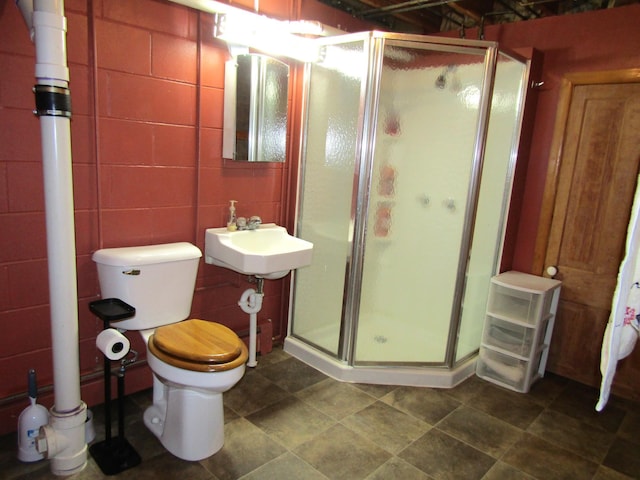 318 3rd St, Dawson, MN 56232 - full bathroom featuring toilet, a shower stall, and a sink