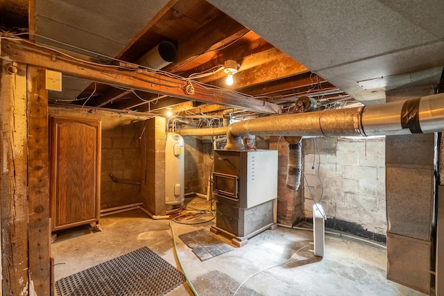 unfinished below grade area with water heater