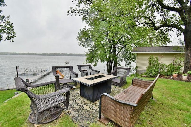 5151 99th Ave, Clear Lake, MN 55319 - view of patio / terrace featuring a water view and a fire pit