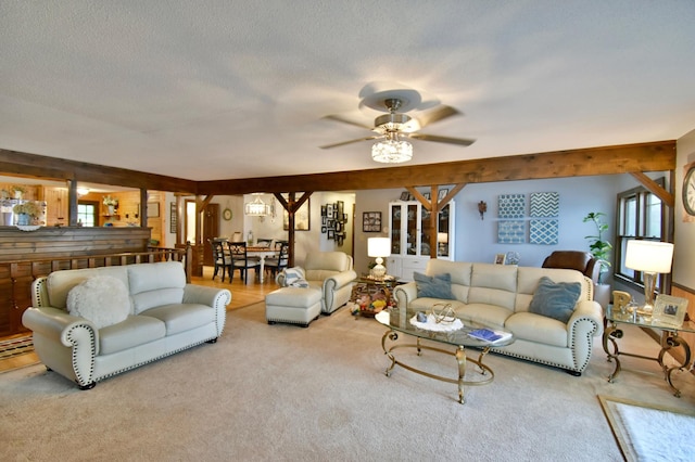 5151 99th Ave, Clear Lake, MN 55319 - carpeted living room with a ceiling fan and a textured ceiling