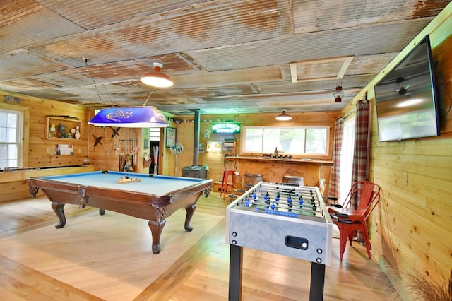 5151 99th Ave, Clear Lake, MN 55319 - game room with wooden walls, pool table, and wood finished floors