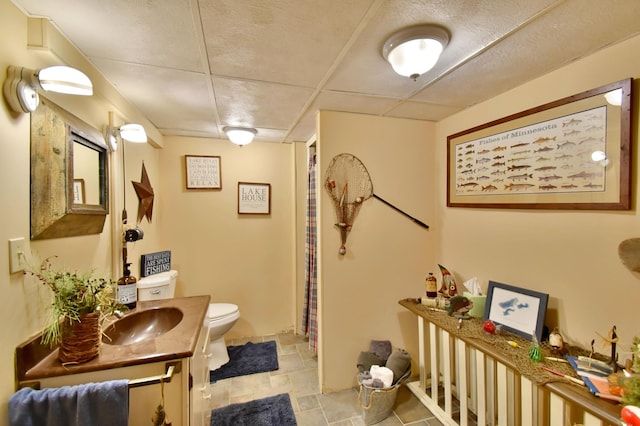 5151 99th Ave, Clear Lake, MN 55319 - bathroom with toilet, vanity, and stone finish flooring