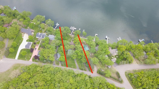 5151 99th Ave, Clear Lake, MN 55319 - aerial perspective of suburban area featuring a nearby body of water and property parcel outlined