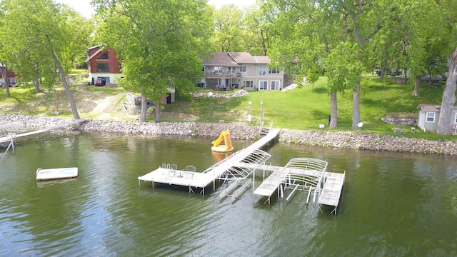 5151 99th Ave, Clear Lake, MN 55319 - dock area featuring a water view, a yard, and boat lift