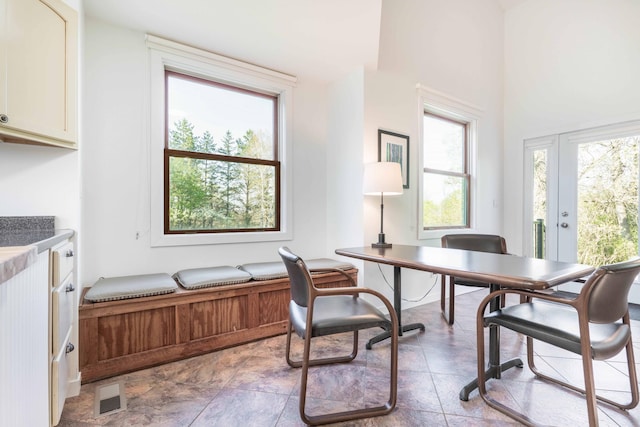 15126 Tumuli Rd, Dalton, MN 56324 - dining area featuring a desk and french doors