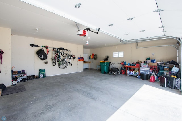 garage with a garage door opener