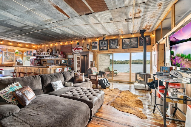 2132 295th Ave, Luck, WI 54853 - living room featuring a wood stove and wood-type flooring