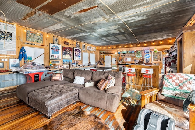 2132 295th Ave, Luck, WI 54853 - living area featuring wood-type flooring and wooden walls