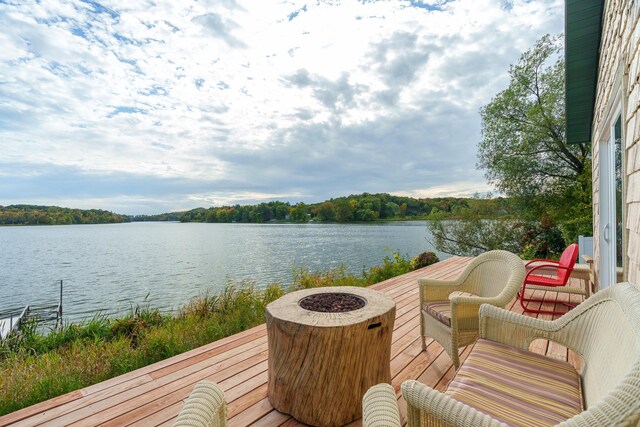 2132 295th Ave, Luck, WI 54853 - dock area featuring a water view and an outdoor fire pit