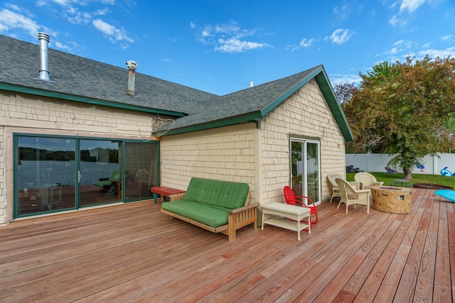 2132 295th Ave, Luck, WI 54853 - wooden deck featuring a fire pit and fence