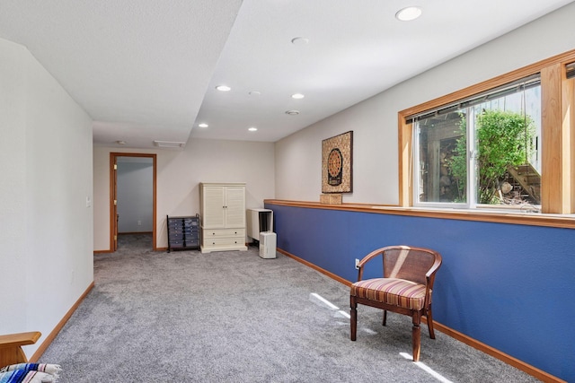 2011 Silver St, Waconia, MN 55387 - sitting room with carpet flooring, recessed lighting, and baseboards