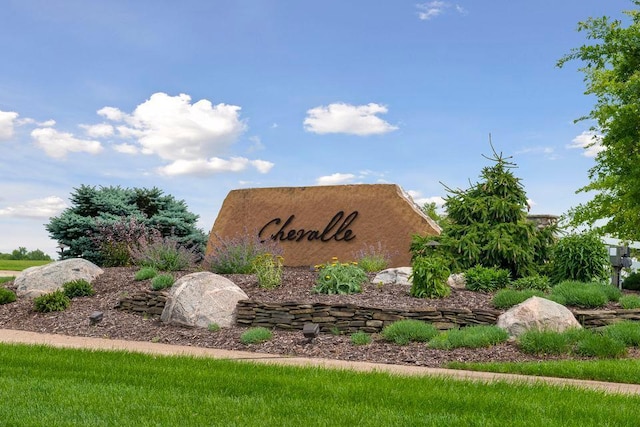 view of community sign