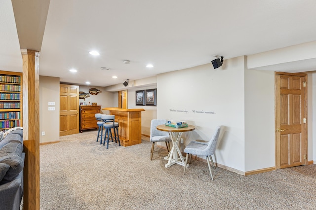 1683 Hansack Ave NE, Saint Michael, MN 55376 - dining room with light carpet, a dry bar, recessed lighting, and baseboards