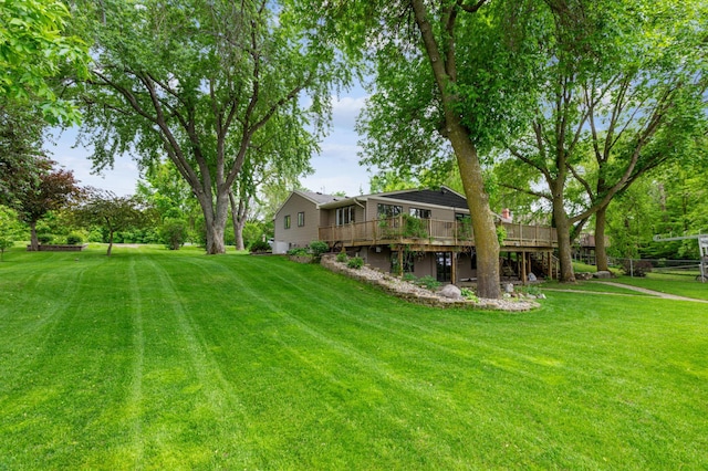 1683 Hansack Ave NE, Saint Michael, MN 55376 - view of green lawn with a deck
