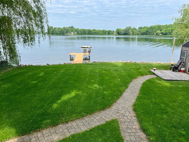 1683 Hansack Ave NE, Saint Michael, MN 55376 - dock area with a water view and a lawn