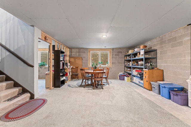 2006 13th Ave NE, Austin, MN 55912 - dining room with concrete block wall and stairway