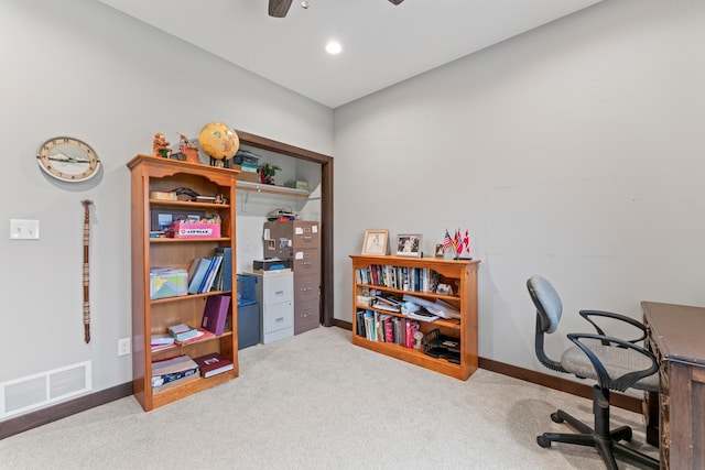 2006 13th Ave NE, Austin, MN 55912 - carpeted office featuring ceiling fan and baseboards