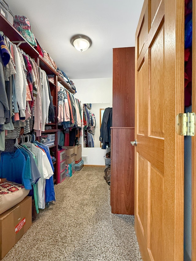 spacious closet with carpet flooring