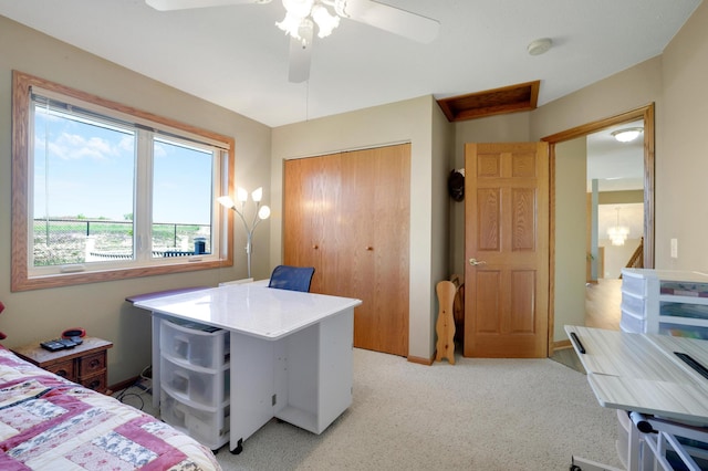4954 Jeffers Ct, Lonsdale, MN 55046 - bedroom featuring a closet, ceiling fan, and light colored carpet