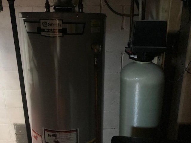 utility room with gas water heater