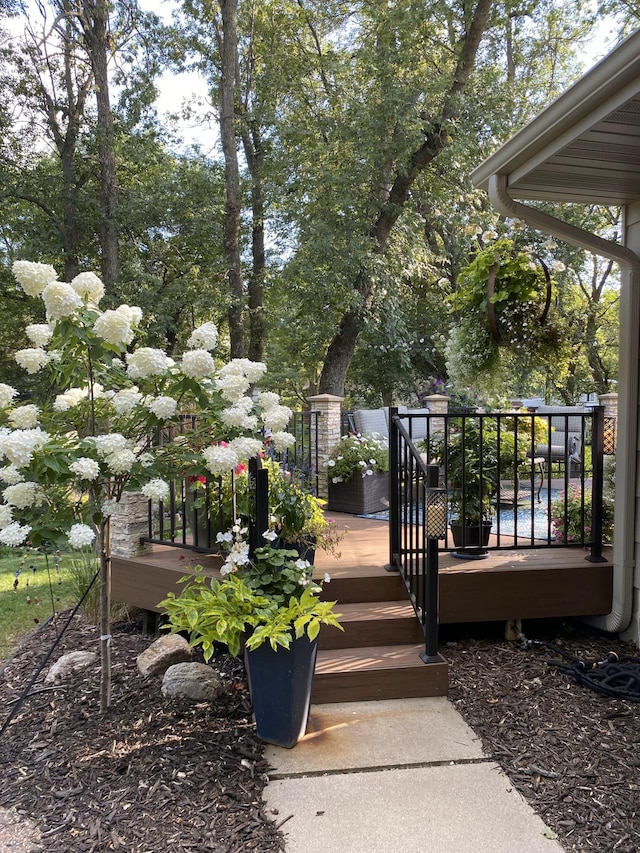 view of yard featuring a deck