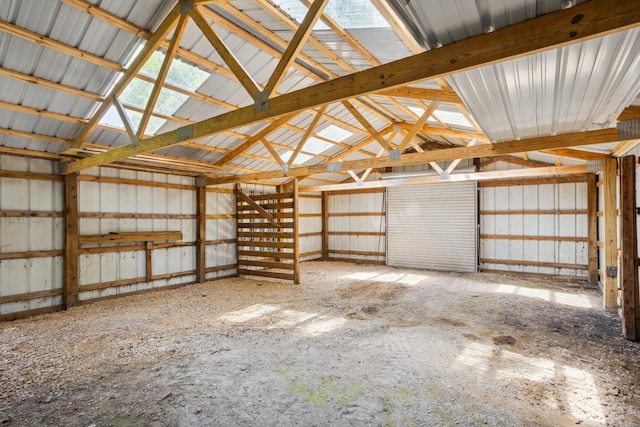 garage with metal wall