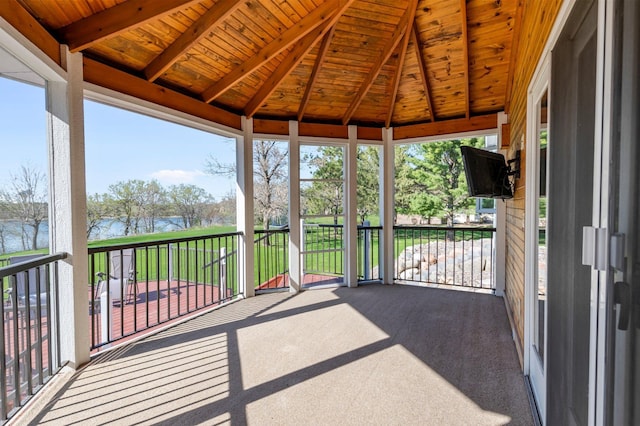 19776 214th Ave NW, Big Lake Twp, MN 55309 - unfurnished sunroom with a water view