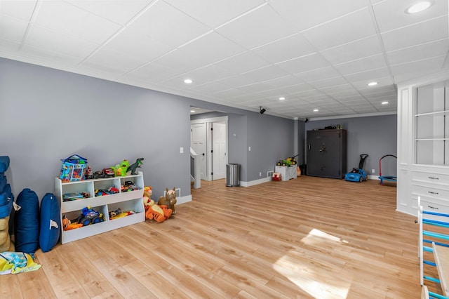 19776 214th Ave NW, Big Lake Twp, MN 55309 - game room with recessed lighting, wood finished floors, and a paneled ceiling