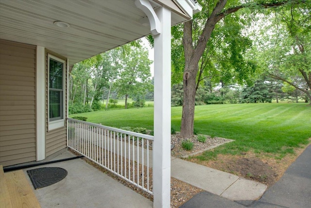 14716 Oak Run Ln, Burnsville, MN 55306 - porch featuring a lawn and view of scattered trees