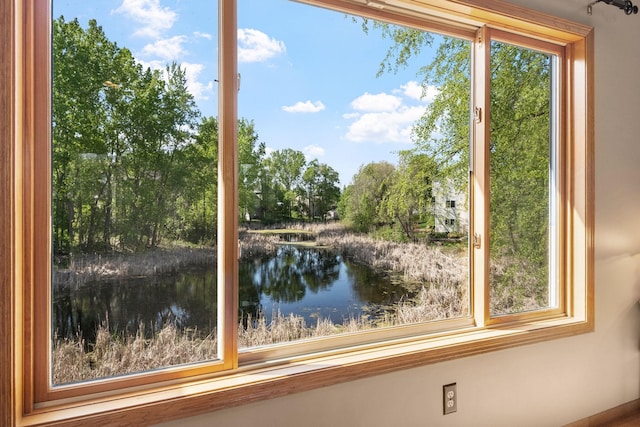 water view featuring a tree filled landscape