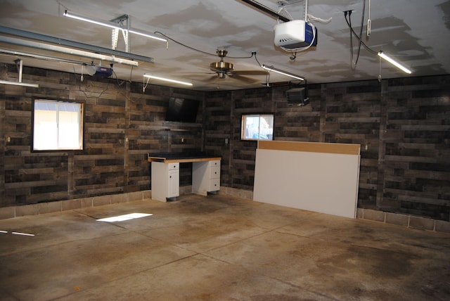 garage with a garage door opener