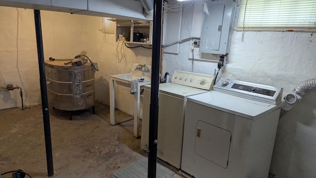 1211 10th Ave SW, Austin, MN 55912 - laundry room with washer and dryer and electric panel