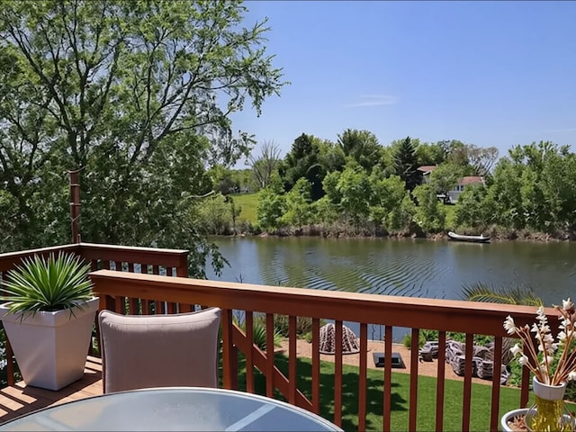 2607 226th Ln NW, Oak Grove, MN 55005 - wooden deck with a water view and view of scattered trees