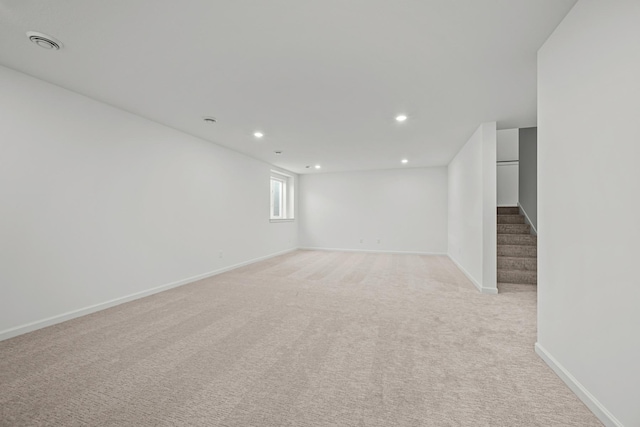15920 116th Ave N, Dayton, MN 55369 - spare room with stairway, recessed lighting, light carpet, and baseboards