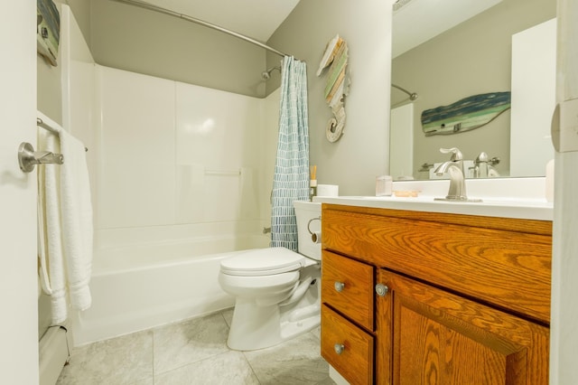 2520 Le Homme Dieu Hts NE Unit 2, Alexandria Twp, MN 56308 - full bath featuring shower / tub combo, vanity, tile patterned floors, and toilet
