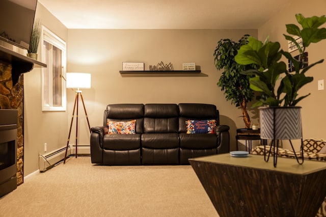 2520 Le Homme Dieu Hts NE Unit 2, Alexandria Twp, MN 56308 - carpeted living area with a baseboard radiator and baseboards