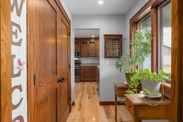 1704 156th St, Erin Prairie Twp, WI 54017 - corridor featuring light wood-style flooring and recessed lighting