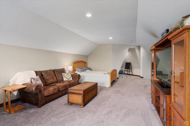 1704 156th St, Erin Prairie Twp, WI 54017 - bedroom with light colored carpet, vaulted ceiling, and recessed lighting