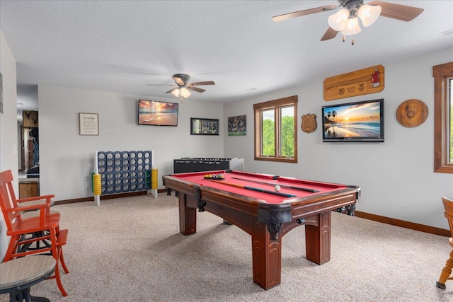 1704 156th St, Erin Prairie Twp, WI 54017 - playroom featuring ceiling fan, light carpet, and billiards table
