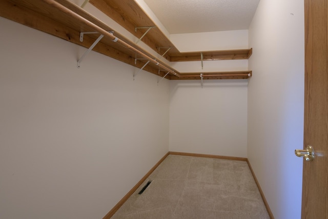 walk in closet with carpet
