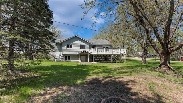 2070 Prospect Dr NE, Saint Cloud, MN 56304 - rear view of property featuring a deck, a yard, and stairs