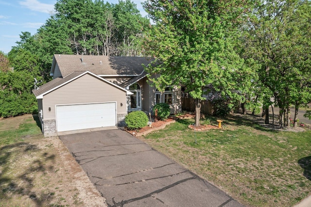 13367 Martin St NW, Andover, MN 55304 - view of front of house featuring asphalt driveway, a front lawn, a garage, brick siding, and a shingled roof