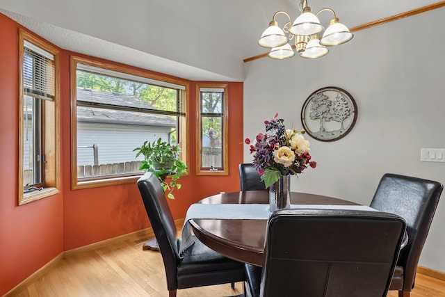 13367 Martin St NW, Andover, MN 55304 - dining space featuring a chandelier, light wood finished floors, and baseboards