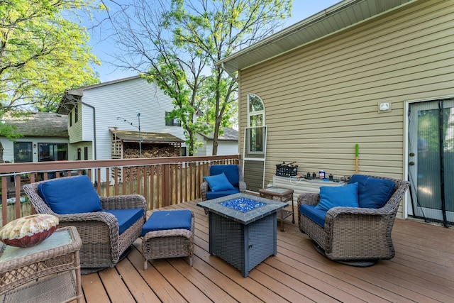 13367 Martin St NW, Andover, MN 55304 - wooden deck with an outdoor living space with a fire pit